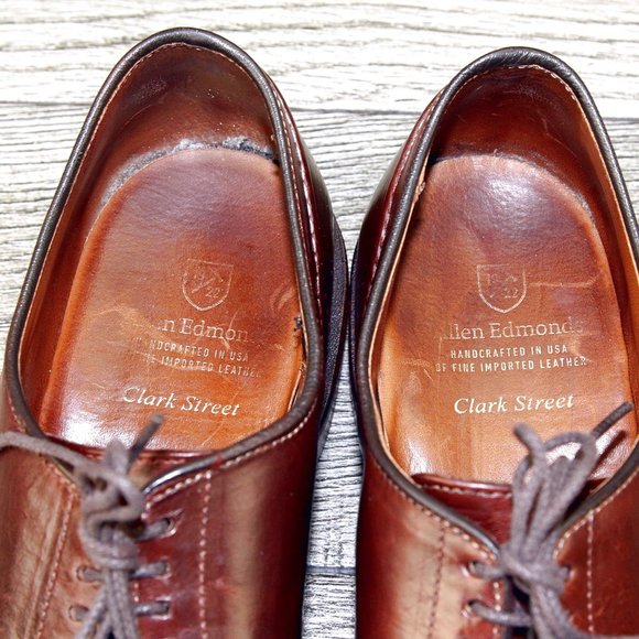 Allen Edmonds Clark Street Brown Leather Oxford Shoes Dainite Sole USA Size 10.5 Allen Edmonds CLARK STREET Dainite 9 D Brown * add $15 new  main image 2